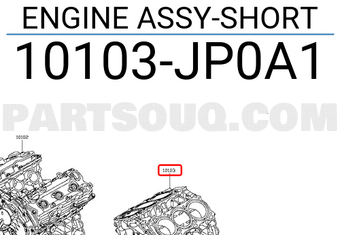 Nissan 10103JP0A1 ENGINE ASSY-SHORT