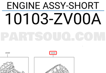 Nissan 10103ZV00A ENGINE ASSY-SHORT