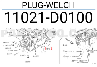 Nissan 11021D0100 PLUG-WELCH