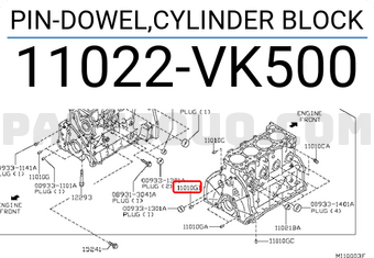 Nissan 11022VK500 PIN-DOWEL,CYLINDER BLOCK