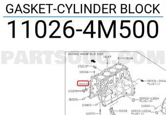Nissan 110264M500 GASKET-CYLINDER BLOCK