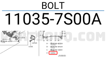 Nissan 110357S00A BOLT