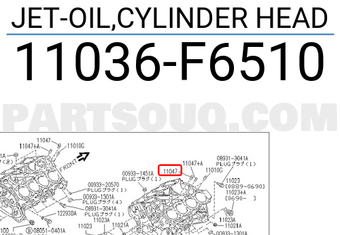 Nissan 11036F6510 JET-OIL,CYLINDER HEAD