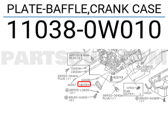 Nissan 110380W010 PLATE-BAFFLE,CRANK CASE