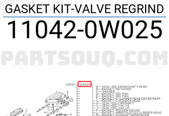 Nissan 110420W025 GASKET KIT-VALVE REGRIND