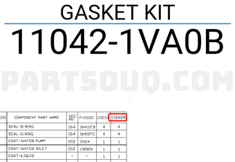 Nissan 110421VA0B GASKET KIT