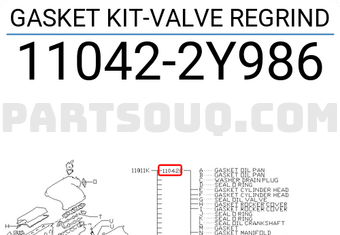 Nissan 110422Y986 GASKET KIT-VALVE REGRIND