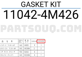 Nissan 110424M426 GASKET KIT