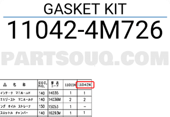 Nissan 110424M726 GASKET KIT