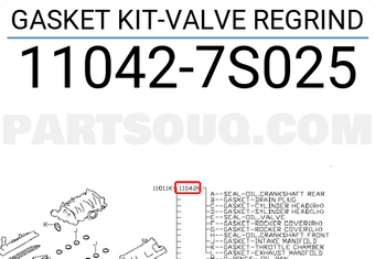 Nissan 110427S025 GASKET KIT-VALVE REGRIND