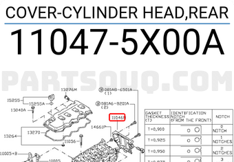 Nissan 110475X00A COVER-CYLINDER HEAD,REAR