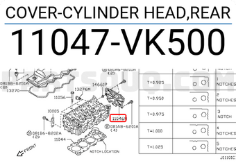 Nissan 11047VK500 COVER-CYLINDER HEAD,REAR
