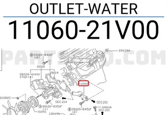 Nissan 1106021V00 OUTLET-WATER