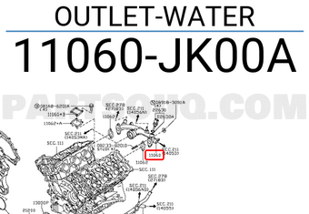 Nissan 11060JK00A OUTLET-WATER