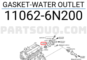 Nissan 110626N200 GASKET-WATER OUTLET