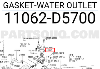 Nissan 11062D5700 GASKET-WATER OUTLET