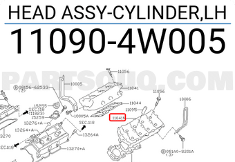 Nissan 110904W005 HEAD ASSY-CYLINDER,LH