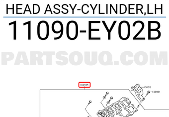 Nissan 11090EY02B HEAD ASSY-CYLINDER,LH