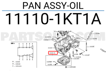 Nissan 111101KT1A PAN ASSY-OIL