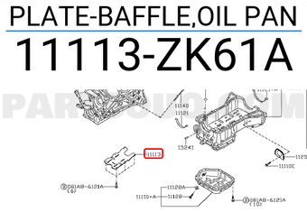 Nissan 11113ZK61A PLATE-BAFFLE,OIL PAN
