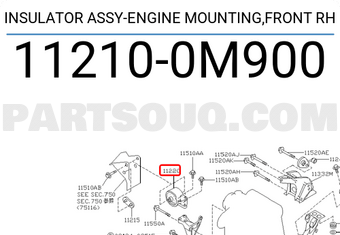 Nissan 112100M900 INSULATOR ASSY-ENGINE MOUNTING,FRONT RH