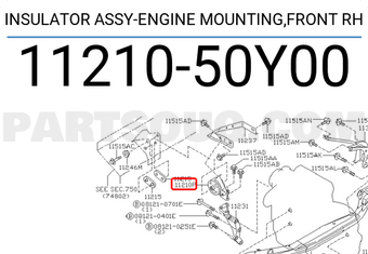 Nissan 1121050Y00 INSULATOR ASSY-ENGINE MOUNTING,FRONT RH