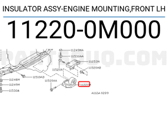 Nissan 112200M000 INSULATOR ASSY-ENGINE MOUNTING,FRONT LH