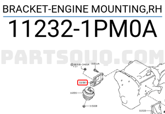 Nissan 112321PM0A BRACKET-ENGINE MOUNTING,RH