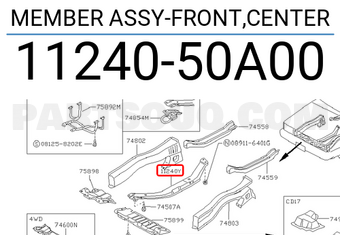 Nissan 1124050A00 MEMBER ASSY-FRONT,CENTER