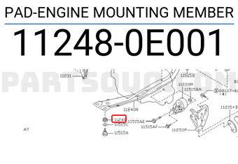 Nissan 112480E001 PAD-ENGINE MOUNTING MEMBER