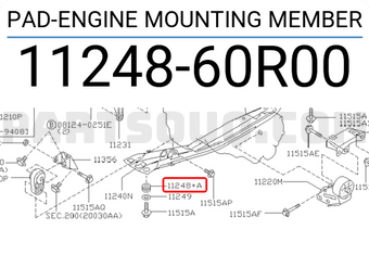 Nissan 1124860R00 PAD-ENGINE MOUNTING MEMBER