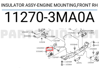 Nissan 112703MA0A INSULATOR ASSY-ENGINE MOUNTING,FRONT RH