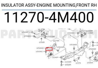 Nissan 112704M400 INSULATOR ASSY-ENGINE MOUNTING,FRONT RH