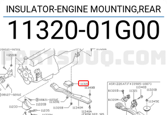 Nissan 1132001G00 INSULATOR-ENGINE MOUNTING,REAR