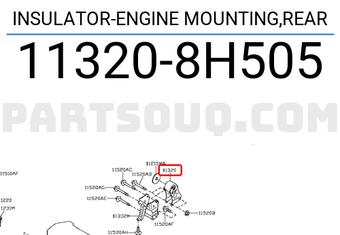 113208H505 Nissan INSULATOR-ENGINE MOUNTING,REAR