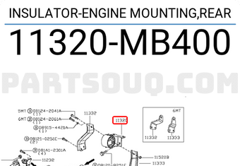 Nissan 11320MB400 INSULATOR-ENGINE MOUNTING,REAR