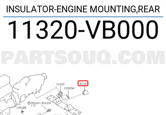 Nissan 11320VB000 INSULATOR-ENGINE MOUNTING,REAR