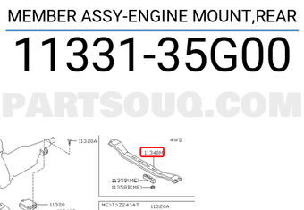 Nissan 1133135G00 MEMBER ASSY-ENGINE MOUNT,REAR