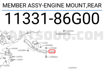Nissan 1133186G00 MEMBER ASSY-ENGINE MOUNT,REAR