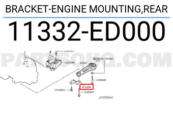 Nissan 11332ED000 BRACKET-ENGINE MOUNTING,REAR