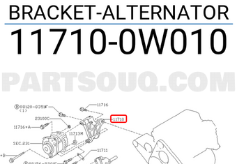 Nissan 117100W010 BRACKET-ALTERNATOR