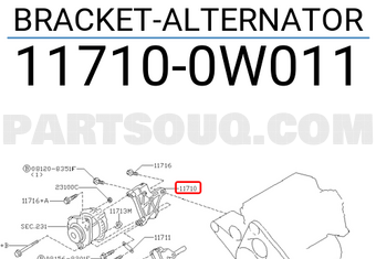 Nissan 117100W011 BRACKET-ALTERNATOR