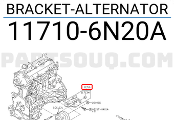 Nissan 117106N20A BRACKET-ALTERNATOR