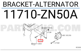 Nissan 11710ZN50A BRACKET-ALTERNATOR
