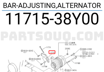Nissan 1171538Y00 BAR-ADJUSTING,ALTERNATOR