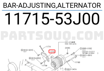 Nissan 1171553J00 BAR-ADJUSTING,ALTERNATOR
