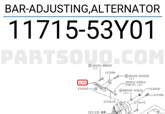 Nissan 1171553Y01 BAR-ADJUSTING,ALTERNATOR