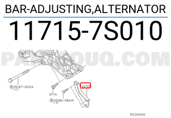 Nissan 117157S010 BAR-ADJUSTING,ALTERNATOR