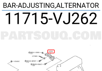 Nissan 11715VJ262 BAR-ADJUSTING,ALTERNATOR