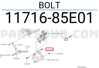 Nissan 1171685E01 BOLT